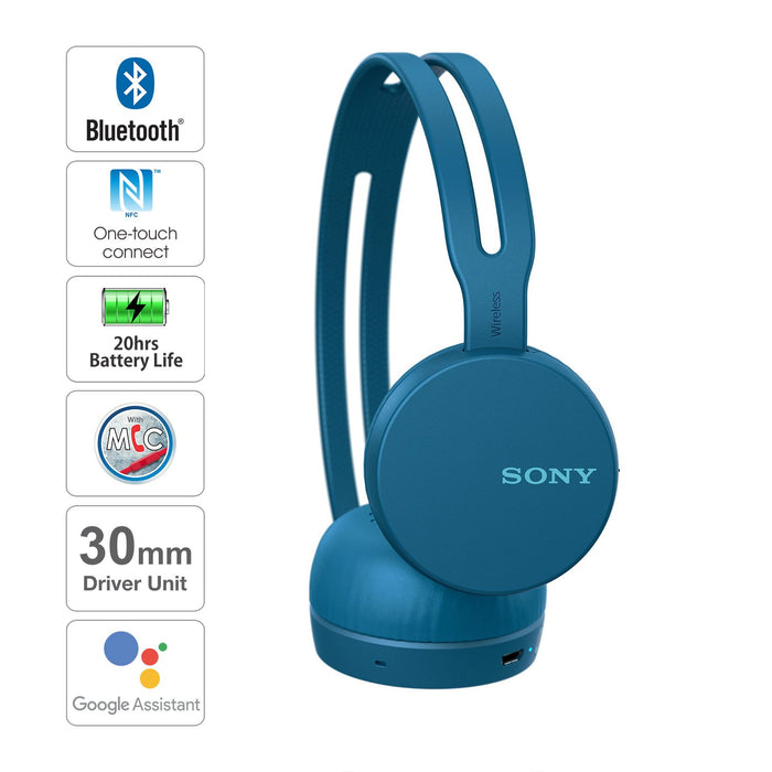 Sony WH-CH400 Wireless Headphones (Blue)