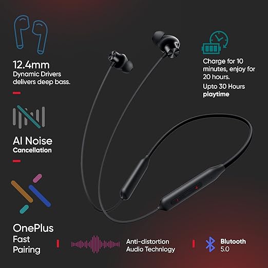 Oneplus Bullets Z2 Bluetooth Wireless in Ear Earphones with Mic