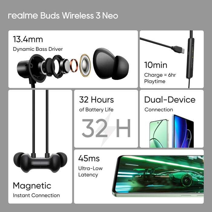 Realme Buds Wireless 3 Neo in Ear Bluetooth Neckband