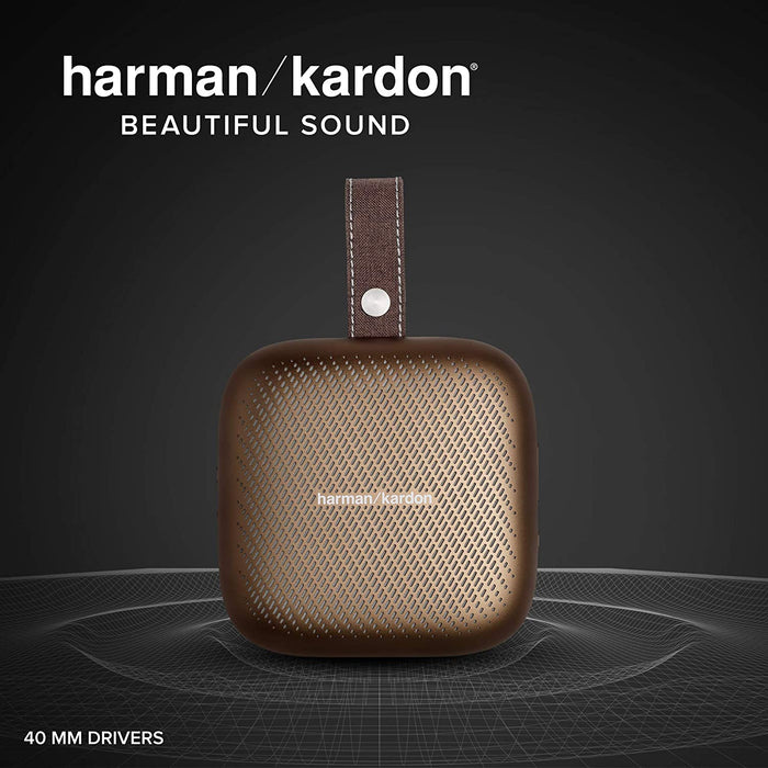 Harman Kardon Fly Neo Ultra-Portable Bluetooth Speaker with 10 Hours of Playtime and IPX7 Waterproof (Brown)
