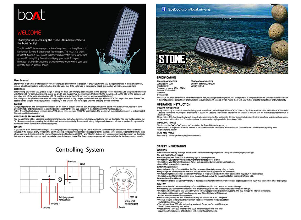 boAt Stone 600 Water-Proof and Shock-Proof Wireless Speakers (Silver)