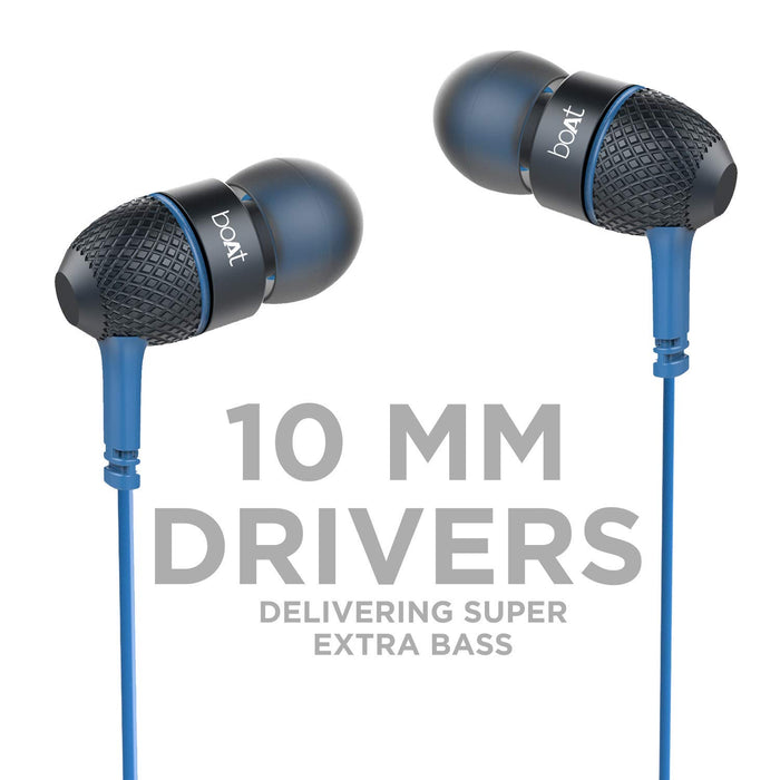 boAt BassHeads 220 Special Edition in-Ear Headphones with Mic (Blue)