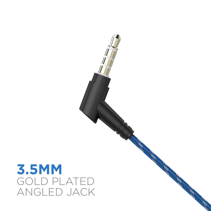 boAt BassHeads 182 with HD Sound, in-line mic, Dual ToneSecure Braided Cable & 3.5mm Angled Jack Wired Earphones (Blue)