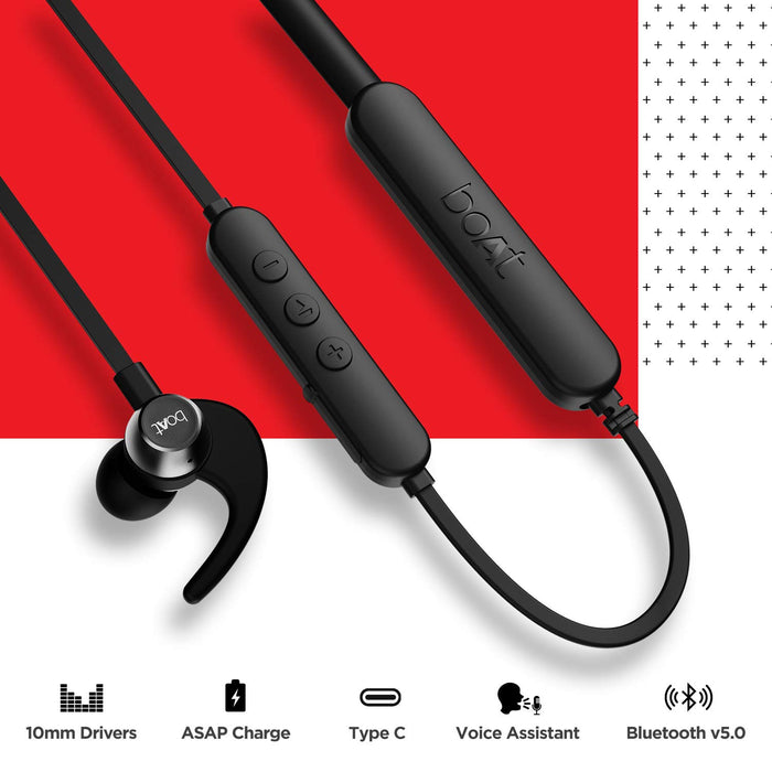 boAt Rockerz 255 Pro+ in-Ear Earphones with 40 Hours Battery, ASAP Charge, IPX7, Bluetooth Version 5.0, 10mm Drivers and Voice Assistant
