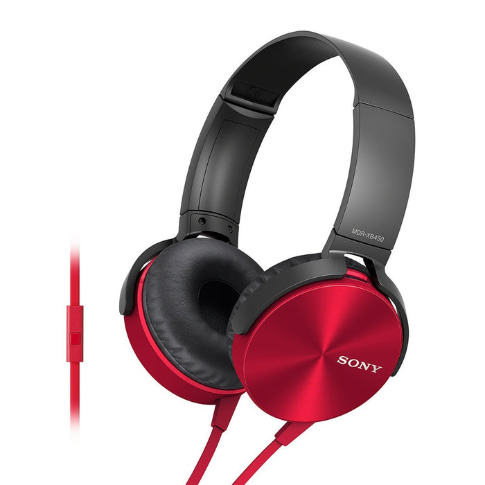 Sony MDR-XB450AP On-Ear EXTRA BASS Headphones with Mic (Red)