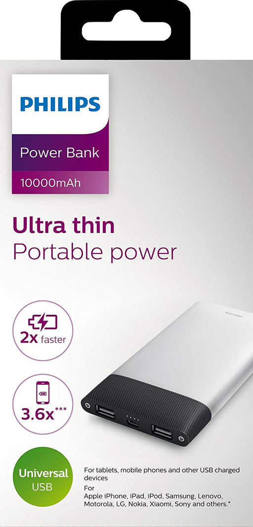 Philips DLP10006/97 10000mAH Lithium Polymer Power Bank (Silver)