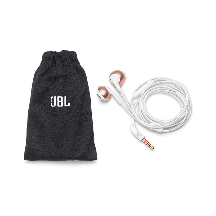 JBL T205 Pure Bass Metal Earbud Headphones with Mic (Rose Gold)