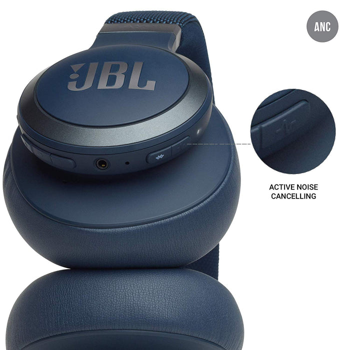 JBL Live 650BTNC Wireless Over-Ear Noise-Cancelling Headphones with Alexa (Blue)