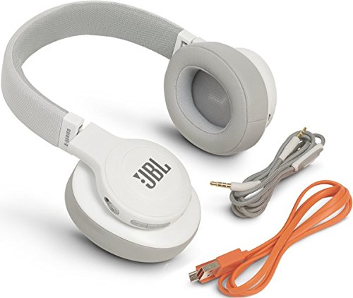 JBL E55BT Signature Sound Wireless Over-Ear Headphones with Mic (White)