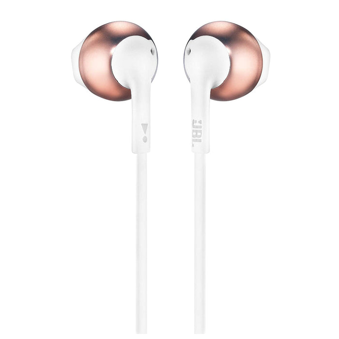 JBL T205BT Pure Bass Wireless Metal Earbud Headphones with Mic (Rose Gold)