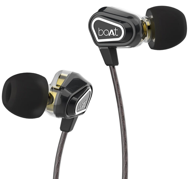 boAt Nirvanaa Duo Dual Drivers in-Ear Earphones with in-Line Microphone (Black)
