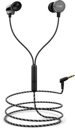 boAt BassHeads 172 with HD Sound, in-line mic, Dual Tone Secure Braided Cable & 3.5mm Angled Jack Wired Earphones (Black)