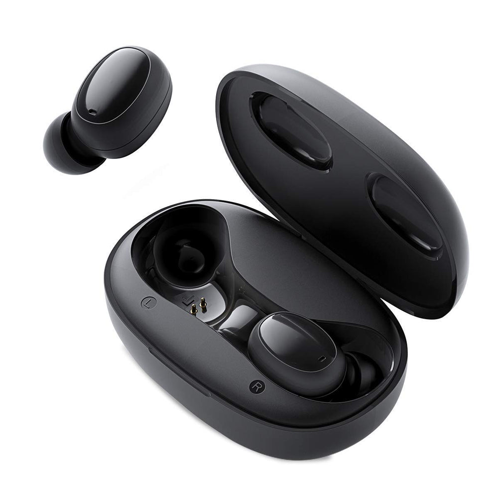 HAVIT - Most Compact & Comfortable TWS Bluetooth Earbuds with Wireless Charging Case, Binaural Sound, Touch Control, Deep Bass (i95) Black