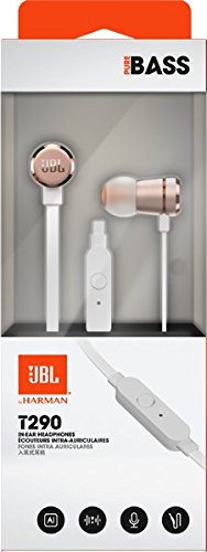 JBL T290 Pure Bass All Metal in-Ear Headphones with Mic (Rose Gold)