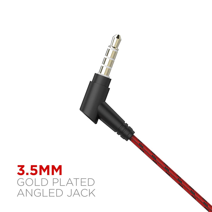 boAt BassHeads 182 with HD Sound, in-line mic, Dual Tone Secure Braided Cable & 3.5mm Angled Jack Wired Earphones (Red)