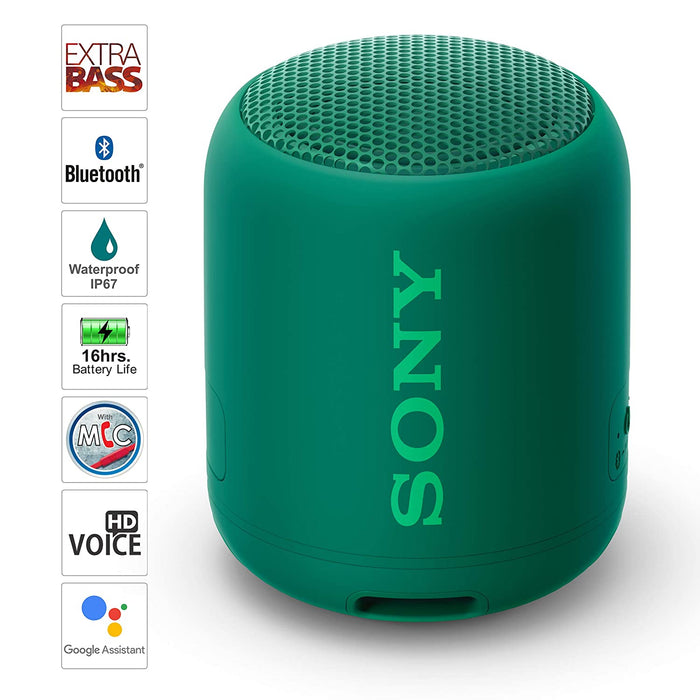 Sony SRS-XB12 Wireless Extra Bass Bluetooth Speaker with 16 Hours Battery Life (Green)