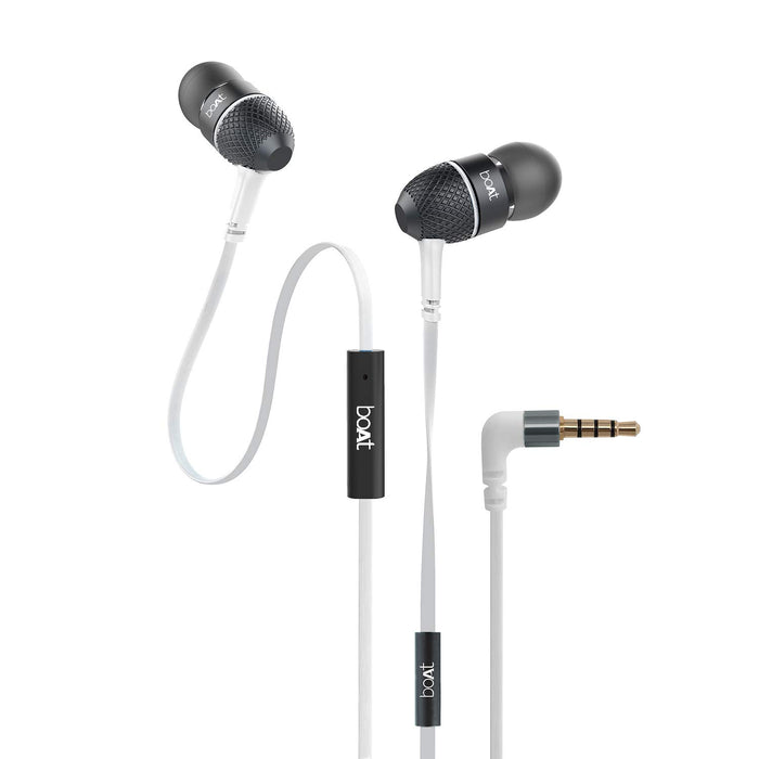 boAt BassHeads 220 in-Ear Headphones with Mic (Frosty White)