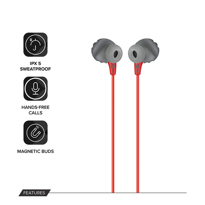 JBL Endurance Run Sweat-Proof Sports in-Ear Headphones with One-Button Remote and Microphone (Red)