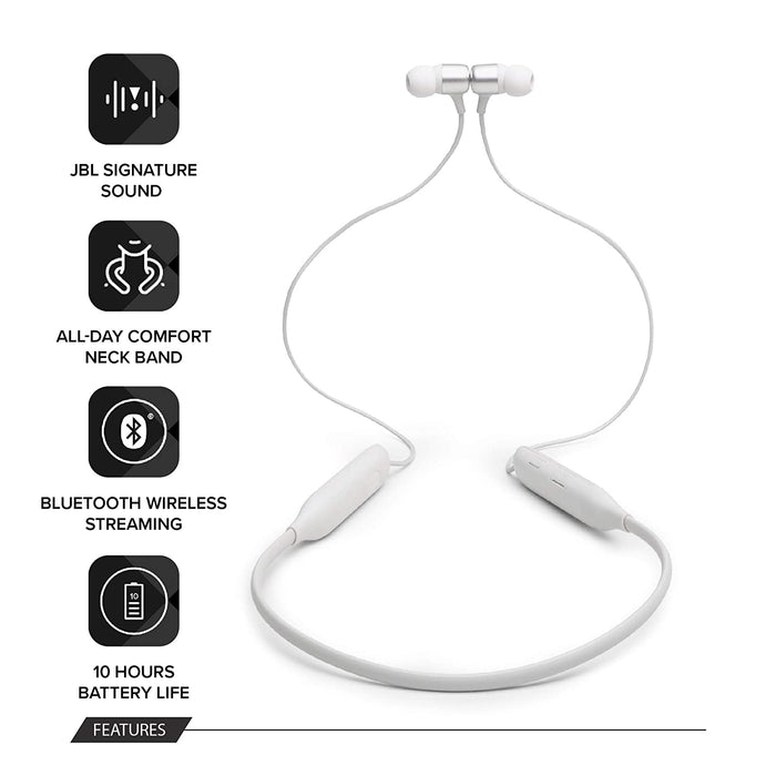 JBL LIVE220BT Wireless in-Ear Neckband Headphones (White)