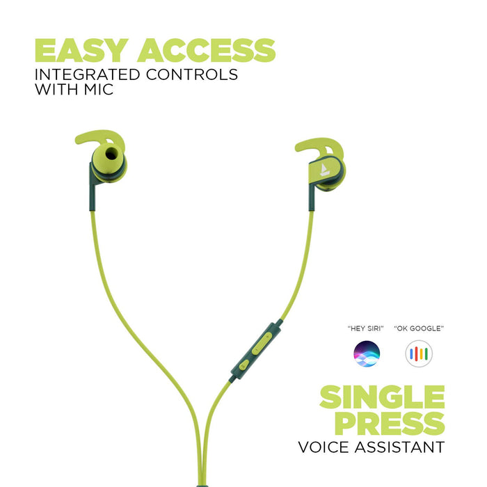 boAt Bassheads 242 in Ear Wired Earphones with Mic (Neon green)