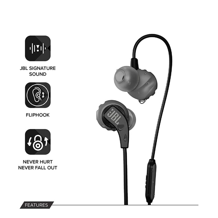 JBL Endurance Run Sweat-Proof Sports in-Ear Headphones with One-Button Remote and Microphone (Black)