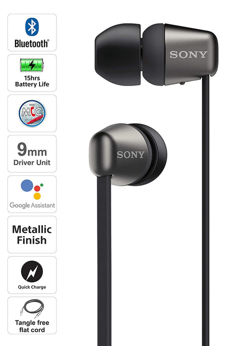 Sony WI-C310 Wireless in-Ear Headphones with 15 Hours Battery Life (Black)