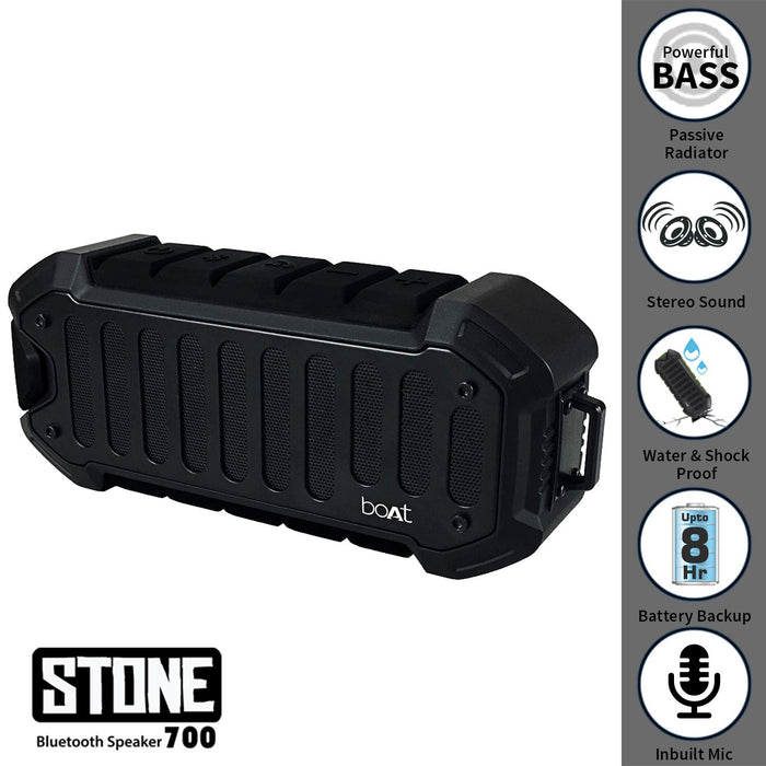boAt Stone 700 Water Proof and Shock Proof Wireless Portable Speaker (Rugged Black)
