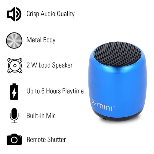 X-mini Nano-X 2W Ultra Portable Wireless Bluetooth Speaker with Mic and Remote Shutter (Midnight Blue)