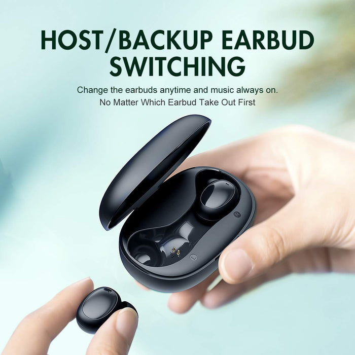 HAVIT - Most Compact & Comfortable TWS Bluetooth Earbuds with Wireless Charging Case, Binaural Sound, Touch Control, Deep Bass (i95) Black