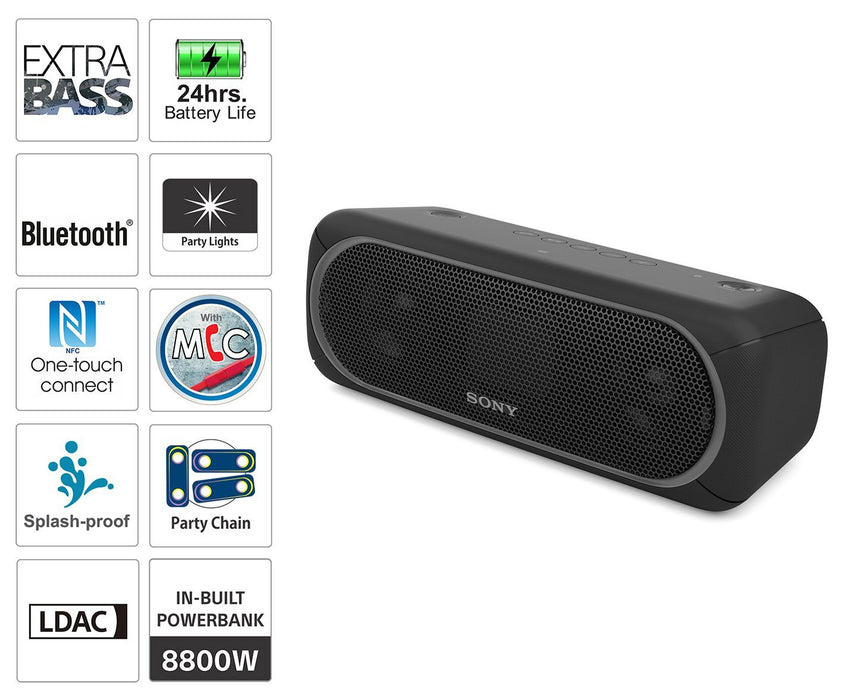 Sony SRS-XB40 Portable Bluetooth Speakers With Up to 24 Hours of Battery Life (Black)