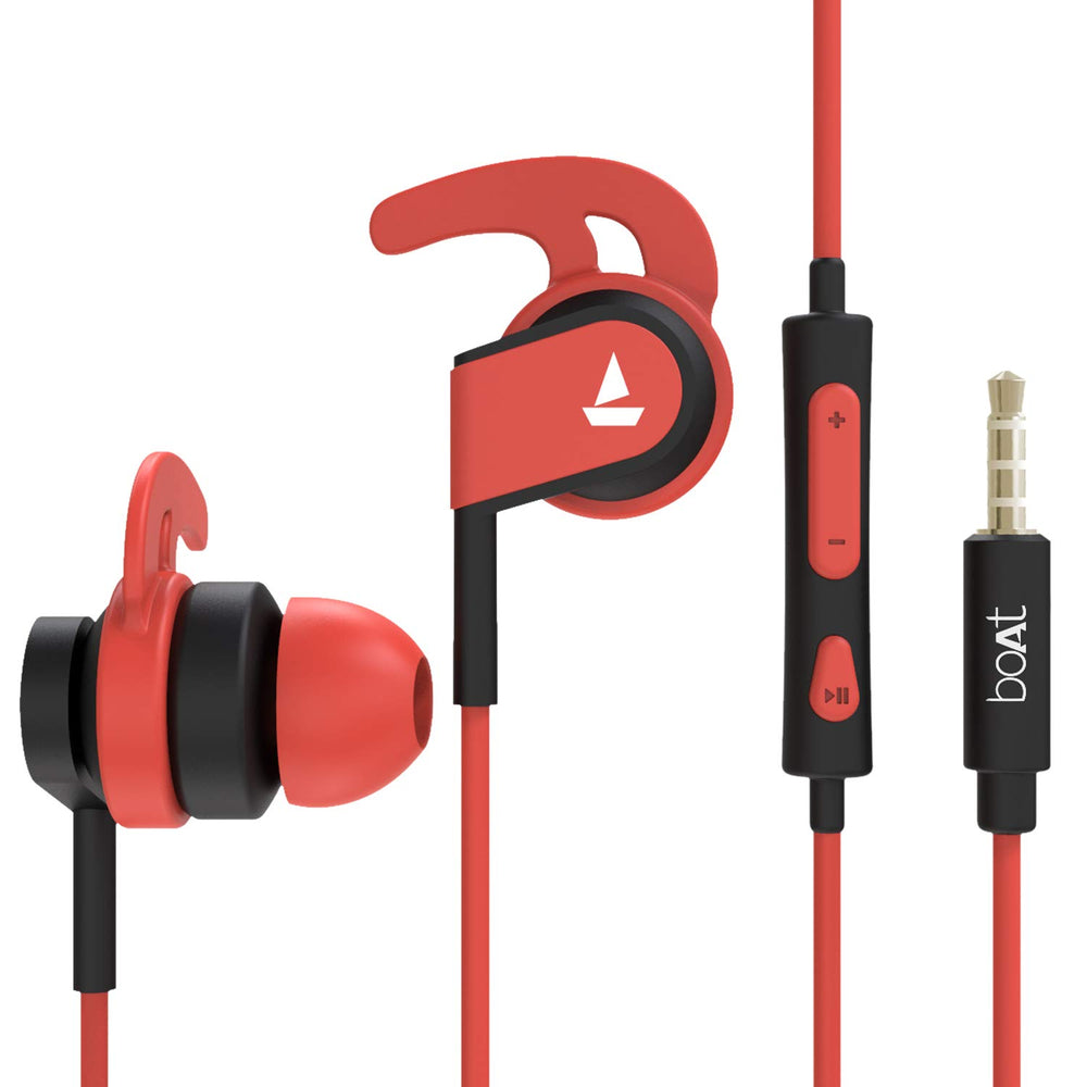 boAt Bassheads 242 in Ear Wired Earphones with Mic (Red)