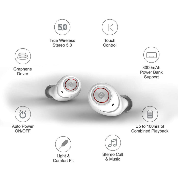 HiFuture TidyBuds Pro - TWS Earbuds with 100H of Combined Playback (White)