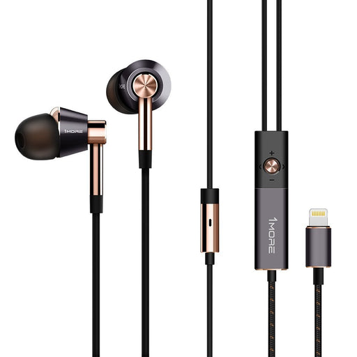 1MORE Triple Driver Lightning Earphones With In-built DAC, MIC & Volume MIC (Gold)
