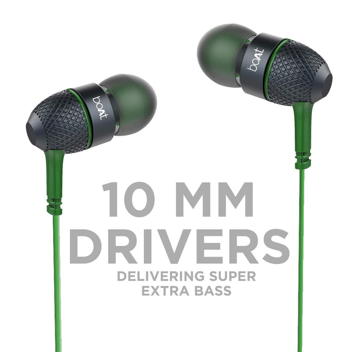 Boat BassHeads 228 Extra Bass with Pouch in Ear Wired Earphones with Mic (forest green )