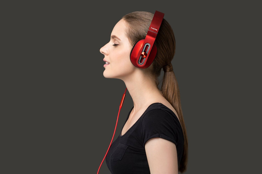 1MORE Over-Ear Headphones with MIC & Volume Rockers- Red MK801