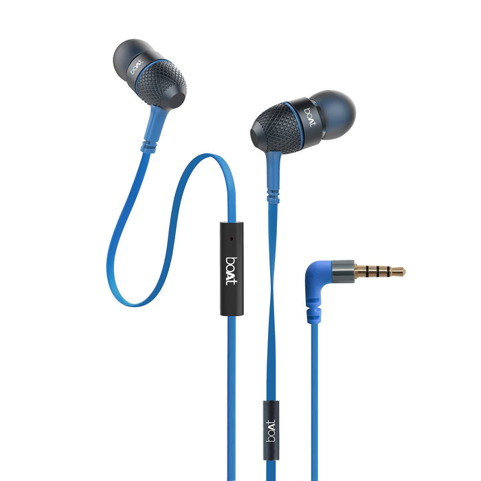 Boat BassHeads 228 Extra Bass with Pouch in Ear Wired Earphones with Mic (Blue/Black)