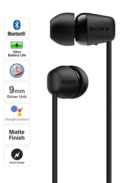 Sony WI-C200 Wireless In-Ear Headphones with 15 Hours Battery Life (Black)